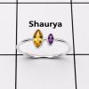 Ring Size-9 Multistone Cut C - MNM451 Newly Design Cut Citrine & Amethyst Light Weight Solid 925 Sterling Silver Minimalist Ring